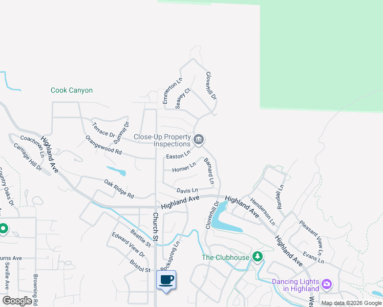 map of restaurants, bars, coffee shops, grocery stores, and more near 29029 Easton Lane in Highland