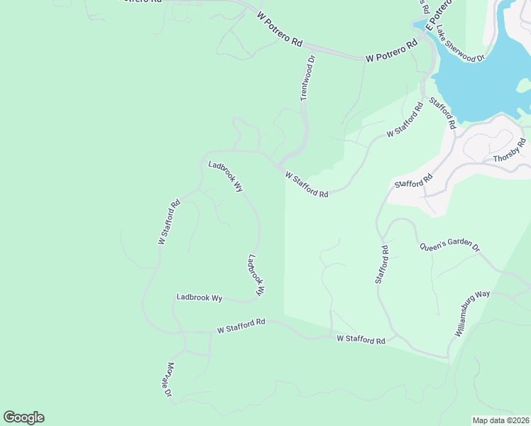 map of restaurants, bars, coffee shops, grocery stores, and more near 2516 Ladbrook Way in Westlake Village