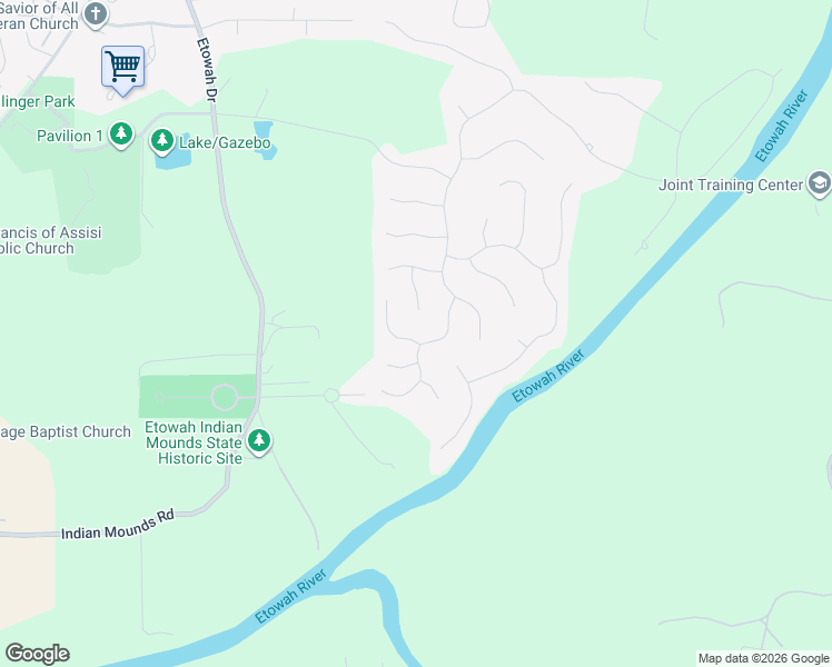 map of restaurants, bars, coffee shops, grocery stores, and more near 1 Ardmore Circle in Cartersville