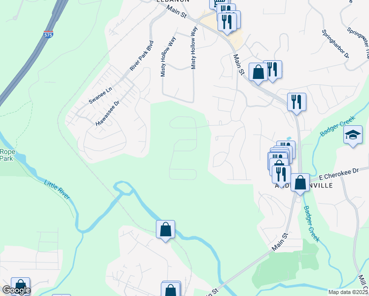 map of restaurants, bars, coffee shops, grocery stores, and more near 530 Payne Road in Woodstock