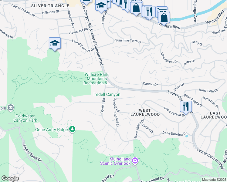 map of restaurants, bars, coffee shops, grocery stores, and more near 3369 Fryman Place in Los Angeles