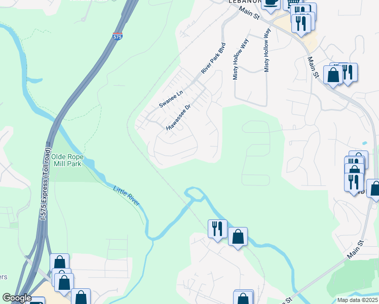 map of restaurants, bars, coffee shops, grocery stores, and more near 338 Alcovy Way in Woodstock