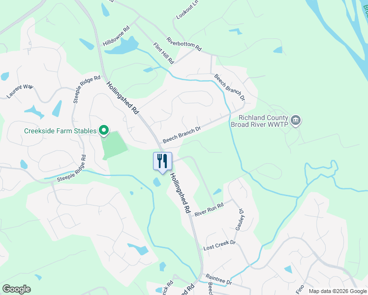 map of restaurants, bars, coffee shops, grocery stores, and more near 2266 Hollingshed Road in Irmo