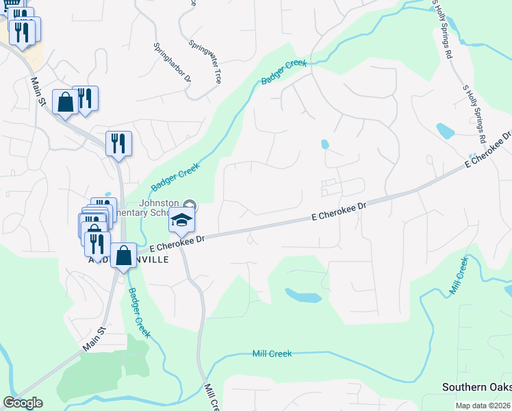 map of restaurants, bars, coffee shops, grocery stores, and more near 209 Allison Drive in Woodstock