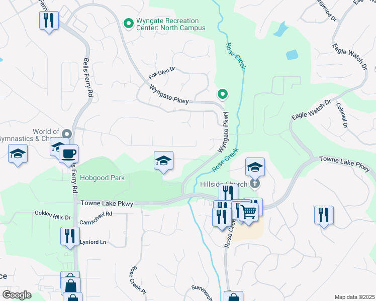 map of restaurants, bars, coffee shops, grocery stores, and more near 150 Victoria Station in Woodstock