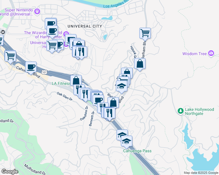 map of restaurants, bars, coffee shops, grocery stores, and more near 3319 Charleston Way in Los Angeles