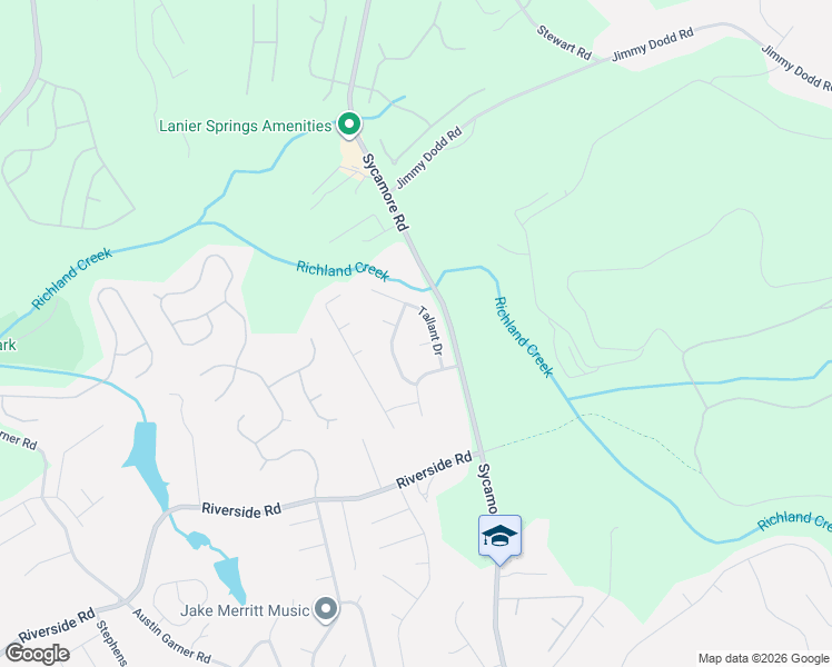map of restaurants, bars, coffee shops, grocery stores, and more near 5909 Sycamore Ridge Drive in Sugar Hill