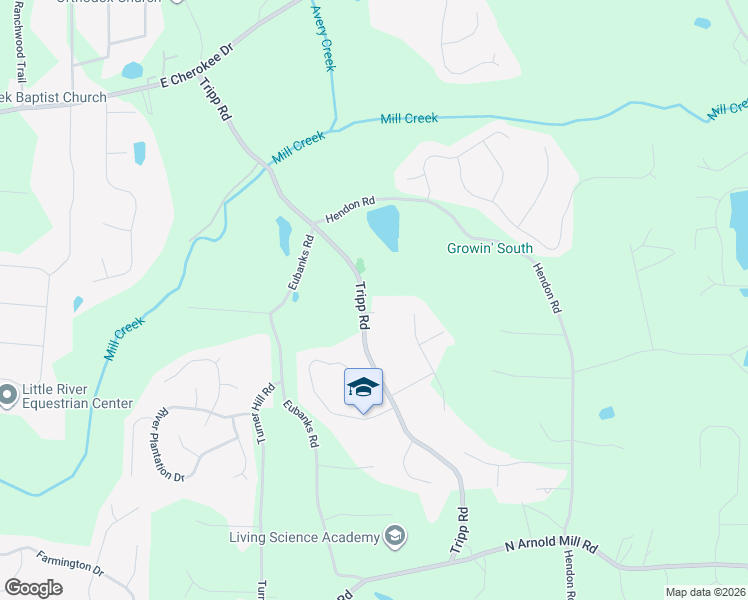 map of restaurants, bars, coffee shops, grocery stores, and more near 1961 Tripp Road in Woodstock