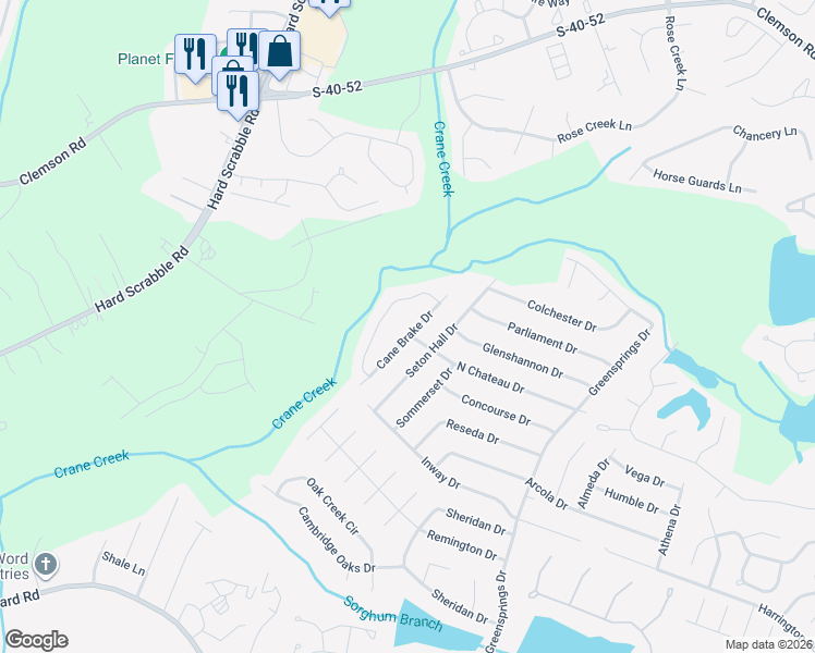 map of restaurants, bars, coffee shops, grocery stores, and more near 153 Cane Brake Drive in Columbia