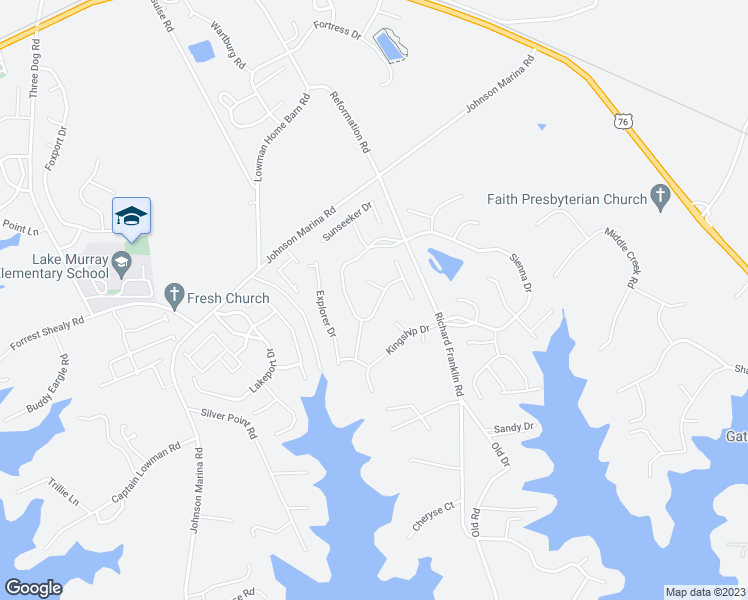 map of restaurants, bars, coffee shops, grocery stores, and more near 587 Eagles Rest Drive in Chapin