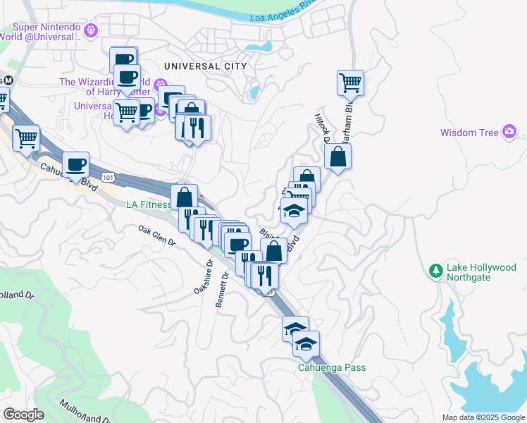 map of restaurants, bars, coffee shops, grocery stores, and more near 3311 Charleston Way in Los Angeles
