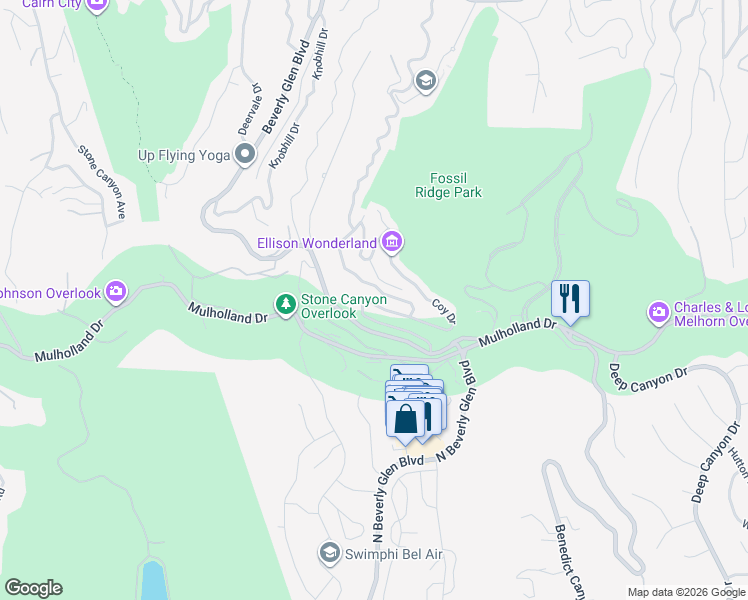 map of restaurants, bars, coffee shops, grocery stores, and more near 3339 Coy Drive in Los Angeles