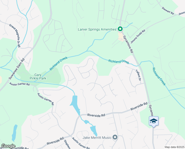 map of restaurants, bars, coffee shops, grocery stores, and more near 1290 Riverside Walk Crossing Northeast in Sugar Hill