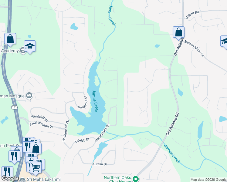 map of restaurants, bars, coffee shops, grocery stores, and more near 860 Mountclaire Drive in Cumming