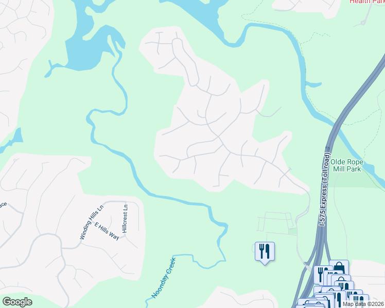 map of restaurants, bars, coffee shops, grocery stores, and more near 922 Santa Anita Drive in Woodstock