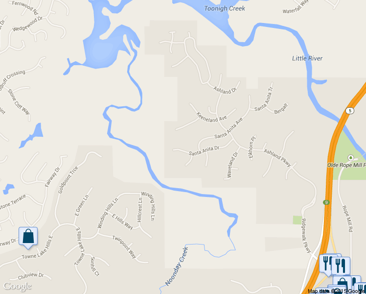 map of restaurants, bars, coffee shops, grocery stores, and more near 936 Santa Anita Dr in Woodstock