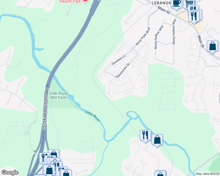 map of restaurants, bars, coffee shops, grocery stores, and more near 113 Oconee Pass in Woodstock