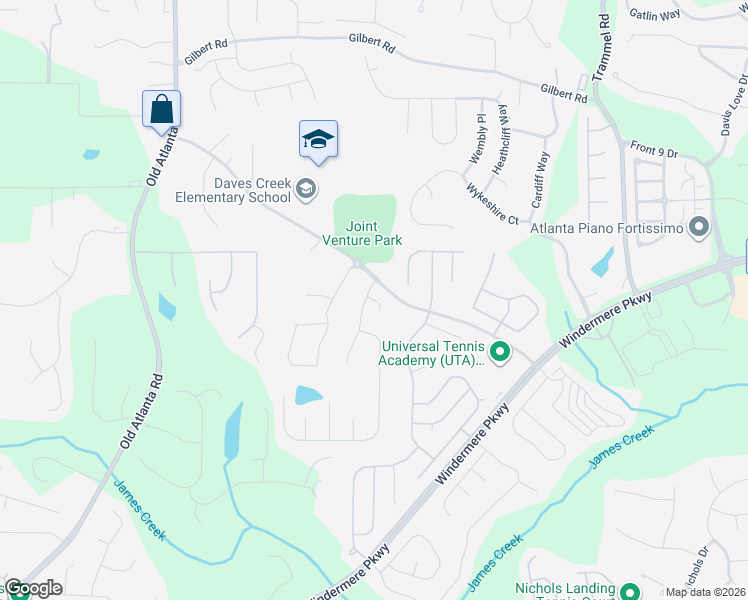 map of restaurants, bars, coffee shops, grocery stores, and more near 3705 Pritchett Way in Cumming