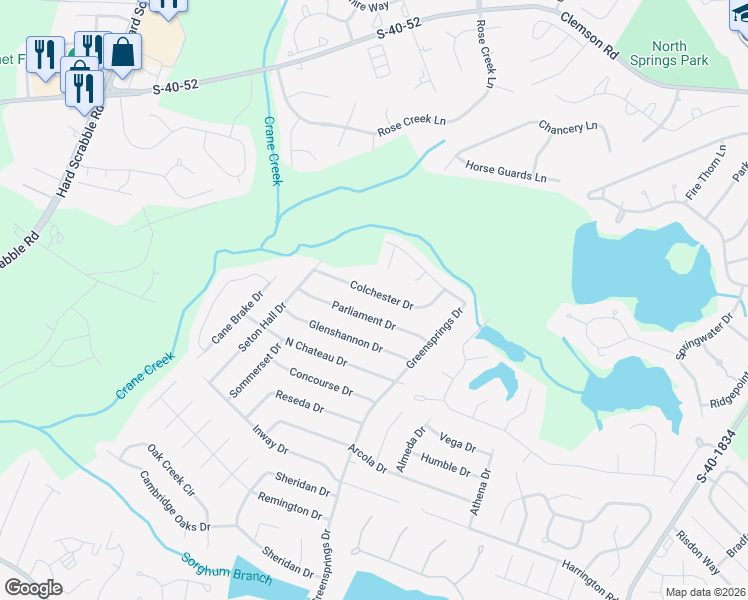 map of restaurants, bars, coffee shops, grocery stores, and more near 132 Colchester Drive in Columbia
