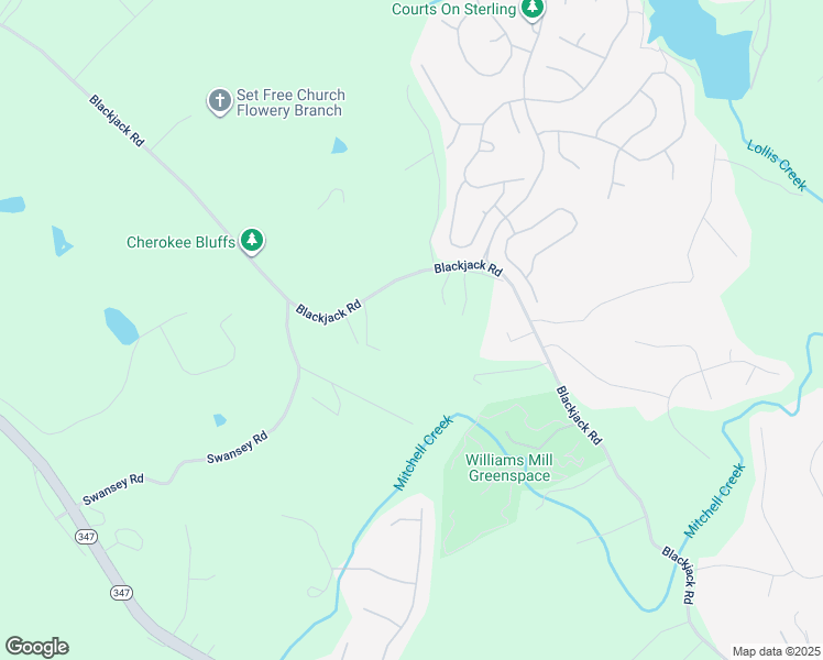 map of restaurants, bars, coffee shops, grocery stores, and more near 5966 Blackjack Road in Flowery Branch