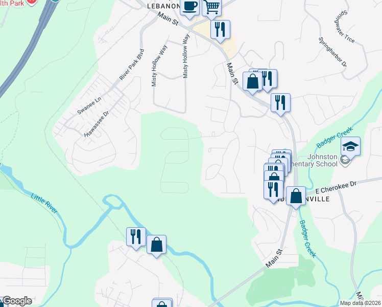 map of restaurants, bars, coffee shops, grocery stores, and more near 4580 Payne Road in Woodstock