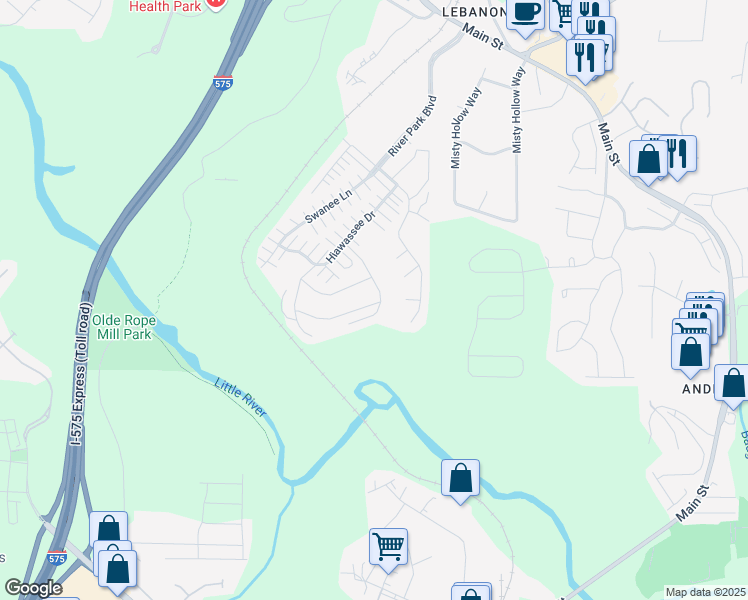map of restaurants, bars, coffee shops, grocery stores, and more near 343 Alcovy Way in Woodstock