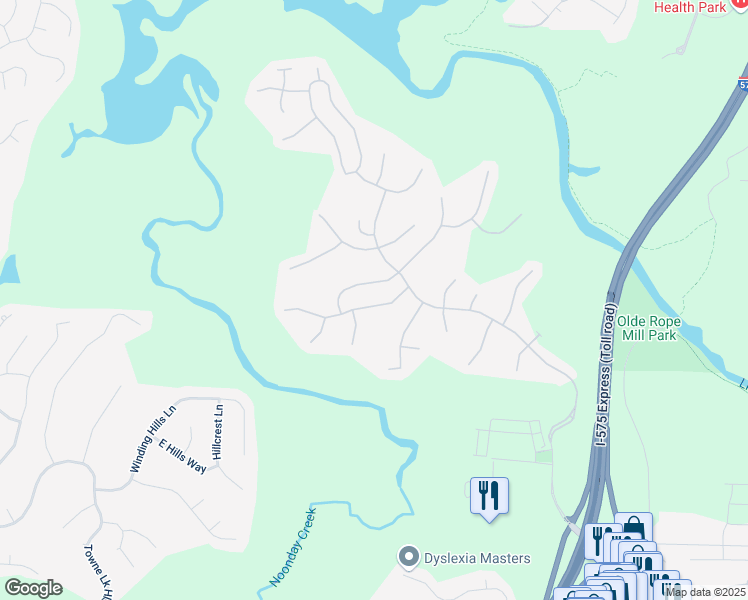 map of restaurants, bars, coffee shops, grocery stores, and more near 912 Santa Anita Drive in Woodstock