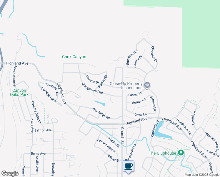 map of restaurants, bars, coffee shops, grocery stores, and more near 28817 Terrace Drive in Highland