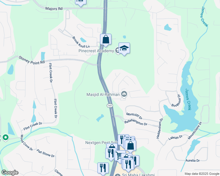 map of restaurants, bars, coffee shops, grocery stores, and more near in Cumming