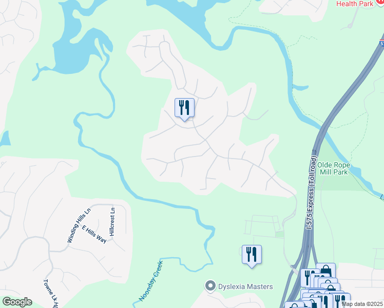 map of restaurants, bars, coffee shops, grocery stores, and more near 912 Santa Anita Drive in Woodstock