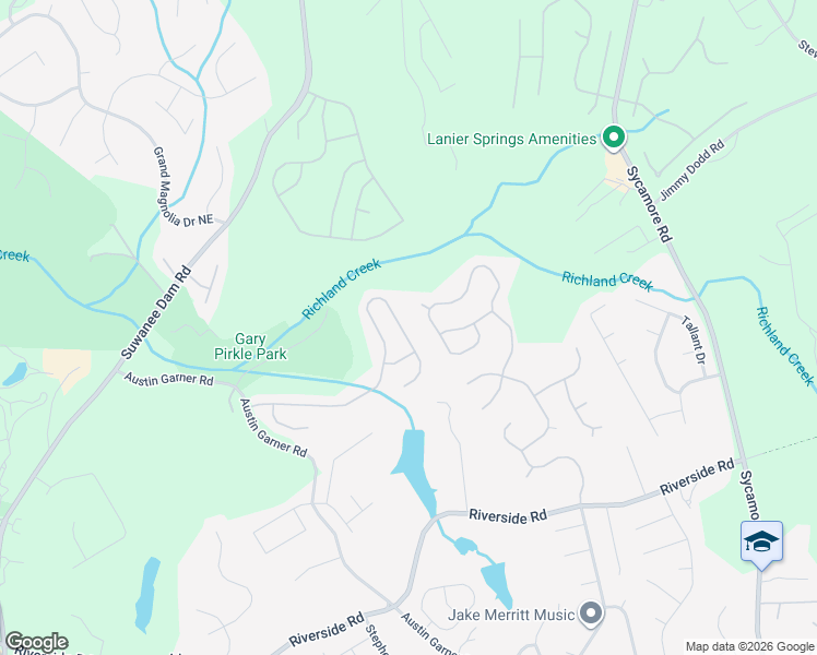 map of restaurants, bars, coffee shops, grocery stores, and more near 6757 Barker Station Walk Northeast in Sugar Hill