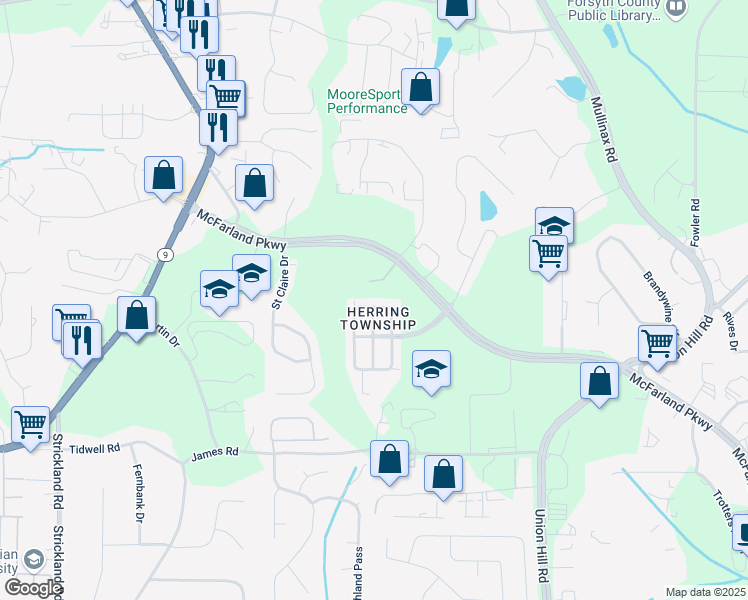 map of restaurants, bars, coffee shops, grocery stores, and more near 850 Township Circle in Alpharetta