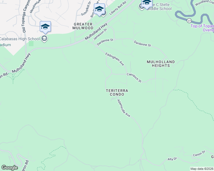 map of restaurants, bars, coffee shops, grocery stores, and more near 3508 Adamsville Avenue in Calabasas