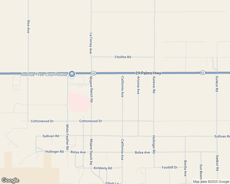 map of restaurants, bars, coffee shops, grocery stores, and more near 6700 California Avenue in Joshua Tree