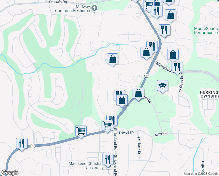map of restaurants, bars, coffee shops, grocery stores, and more near 6690 Tulip Garden Way in Alpharetta