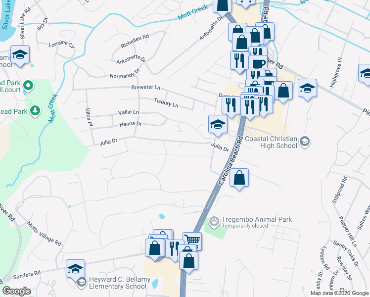 map of restaurants, bars, coffee shops, grocery stores, and more near 5605 Swiss Stone Court in Wilmington