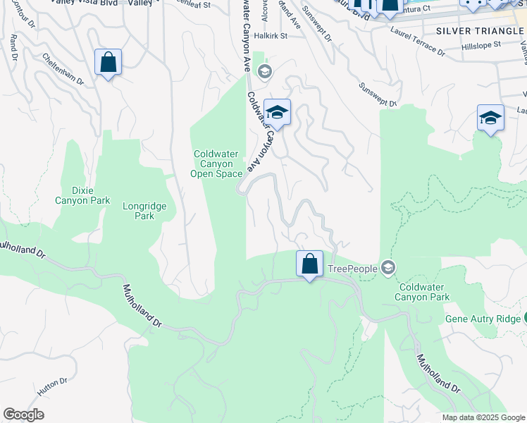 map of restaurants, bars, coffee shops, grocery stores, and more near 3231 Coldwater Canyon Lane in Beverly Hills