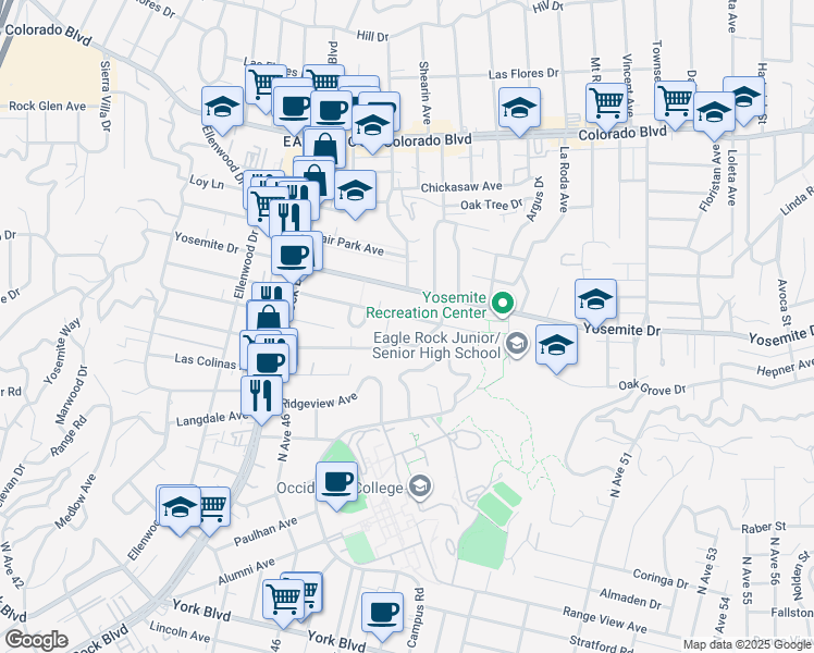map of restaurants, bars, coffee shops, grocery stores, and more near 1964 Norwalk Avenue in Los Angeles