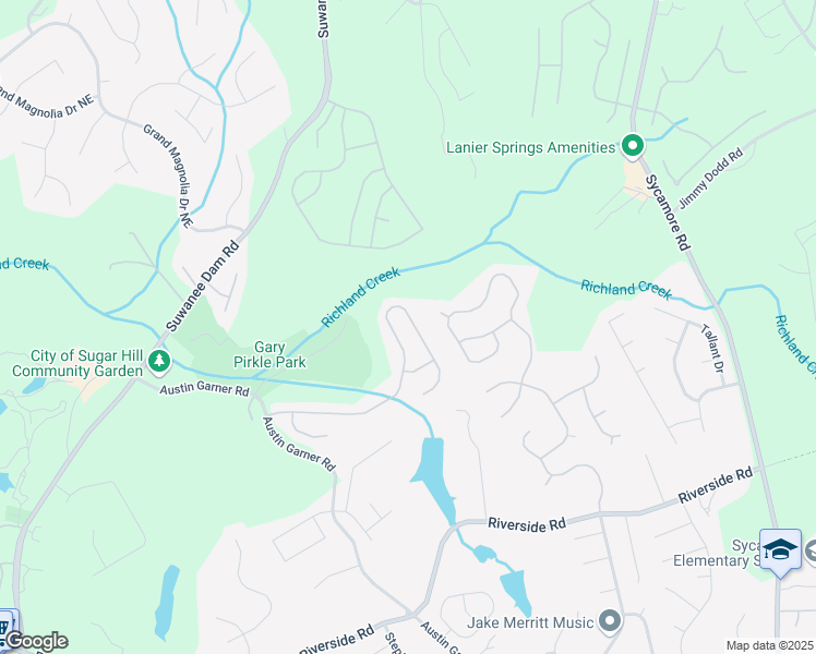 map of restaurants, bars, coffee shops, grocery stores, and more near 6717 Barker Station Walk Northeast in Sugar Hill