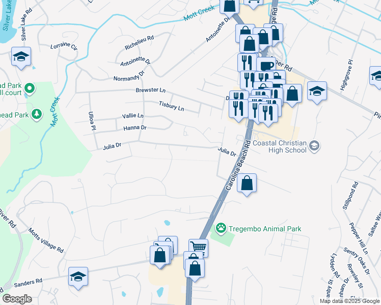 map of restaurants, bars, coffee shops, grocery stores, and more near 5605 Swiss Stone Court in Wilmington