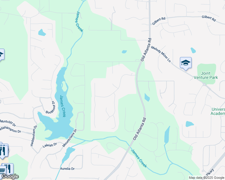 map of restaurants, bars, coffee shops, grocery stores, and more near 2220 Melrose Trace in Cumming