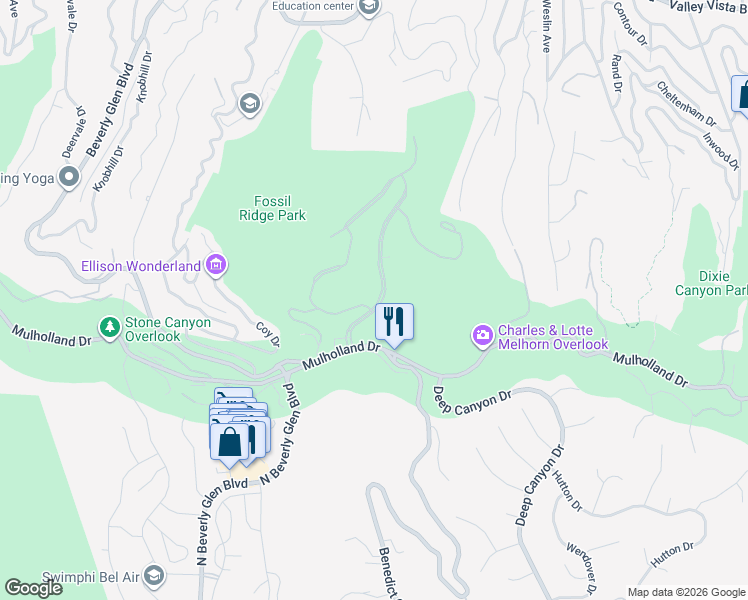 map of restaurants, bars, coffee shops, grocery stores, and more near 3303 Clerendon Road in Beverly Hills