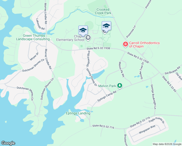 map of restaurants, bars, coffee shops, grocery stores, and more near 100 Walkbridge Way in Chapin