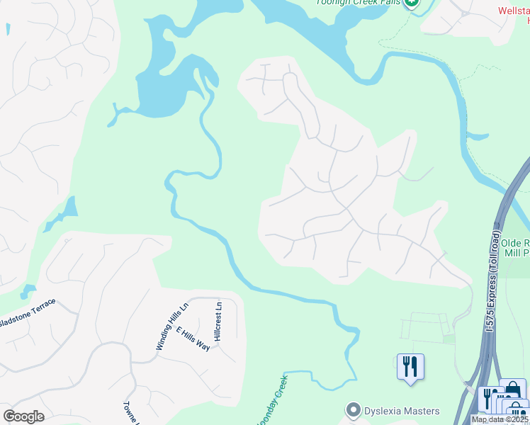 map of restaurants, bars, coffee shops, grocery stores, and more near 622 Keeneland Terrace in Woodstock