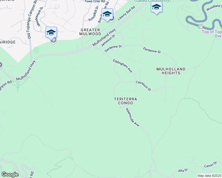 map of restaurants, bars, coffee shops, grocery stores, and more near 3544 Ganelon Drive in Calabasas