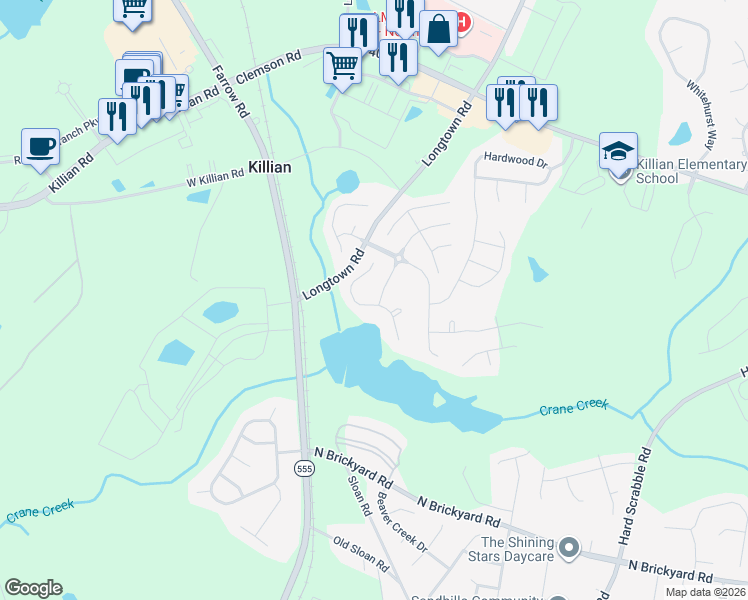 map of restaurants, bars, coffee shops, grocery stores, and more near 401 Freshwater Drive in Columbia