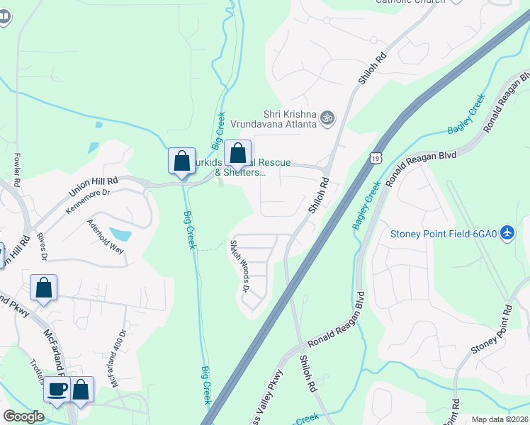 map of restaurants, bars, coffee shops, grocery stores, and more near 5355 Breckinridge Lane in Cumming