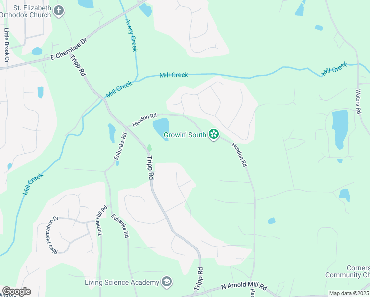 map of restaurants, bars, coffee shops, grocery stores, and more near 2053 Hendon Road in Woodstock