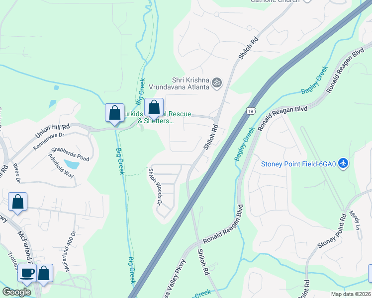 map of restaurants, bars, coffee shops, grocery stores, and more near 5330 Corinth Court in Cumming
