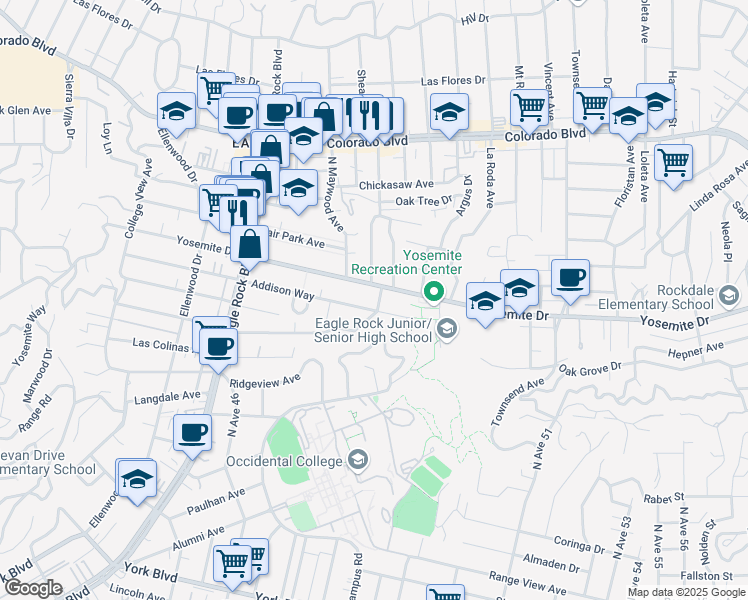 map of restaurants, bars, coffee shops, grocery stores, and more near 1915 Norwalk Avenue in Los Angeles